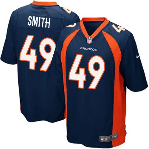 Men's Game Dennis Smith Nike Jersey Navy Blue Alternate - #49 NFL Denver Broncos